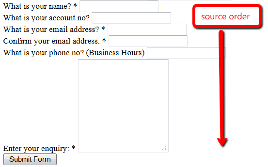 Correct Example of SCO_A4i_Source Order_CSS Off. Source order goes from top to bottom.